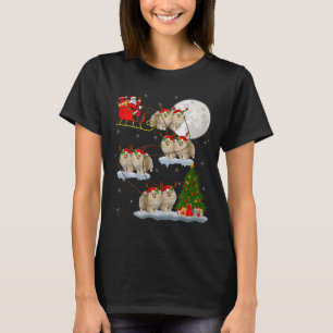 Meranian Dog Santa Sleigh Flying Funny Magical Chr T-Shirt