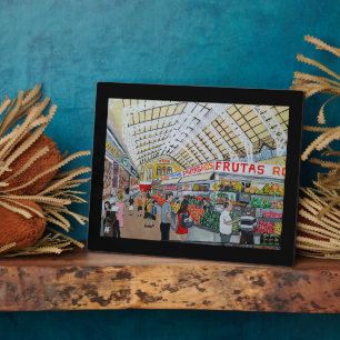Mercado Central de Valencia Painting by Alfred Fox Plaque