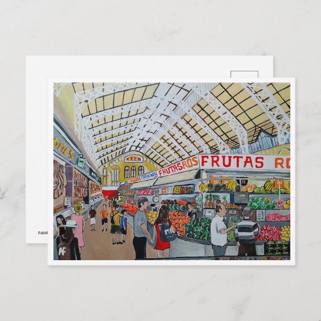 Mercado Central de Valencia Painting by Alfred Fox Postcard (Front/Back)