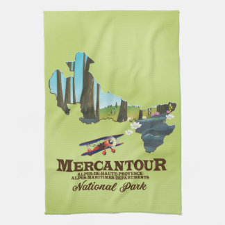 mercantour national park France travel poster map. Tea Towel