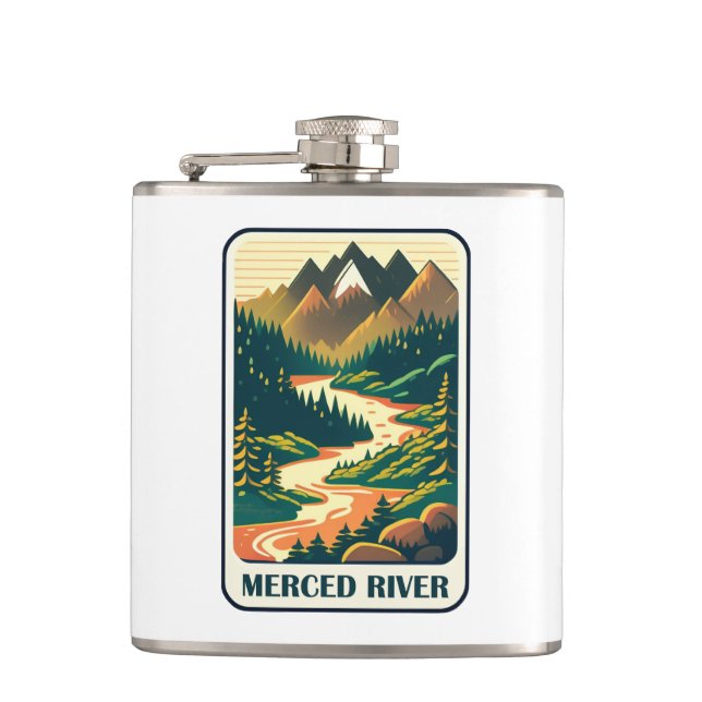 Merced River California Colours Hip Flask (Front)