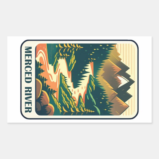 Merced River California Colours Rectangular Sticker (Front)