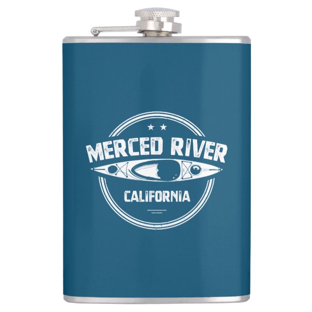Merced River California Kayaking Hip Flask (Front)
