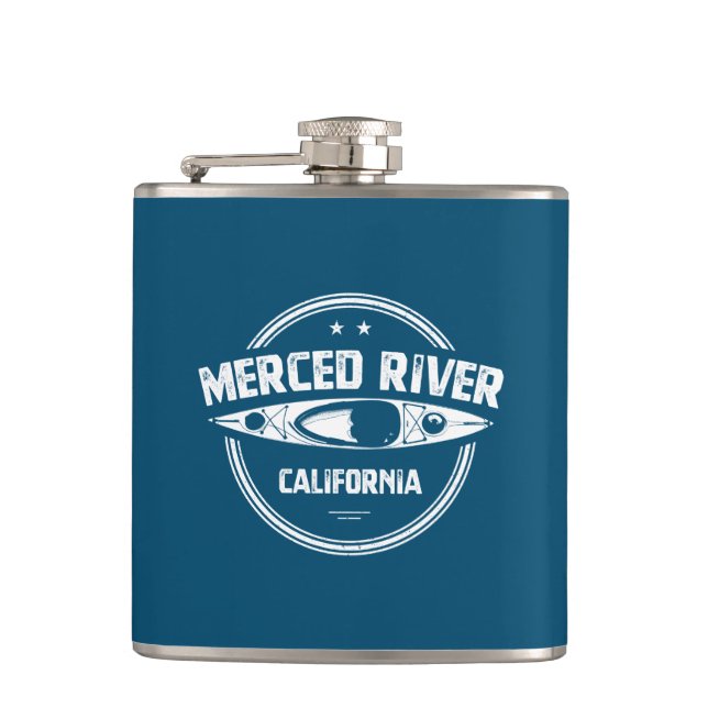 Merced River California Kayaking Hip Flask (Front)