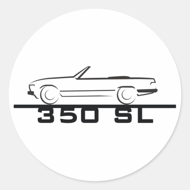Mercedes 350 SL Type 107 Classic Round Sticker (Front)