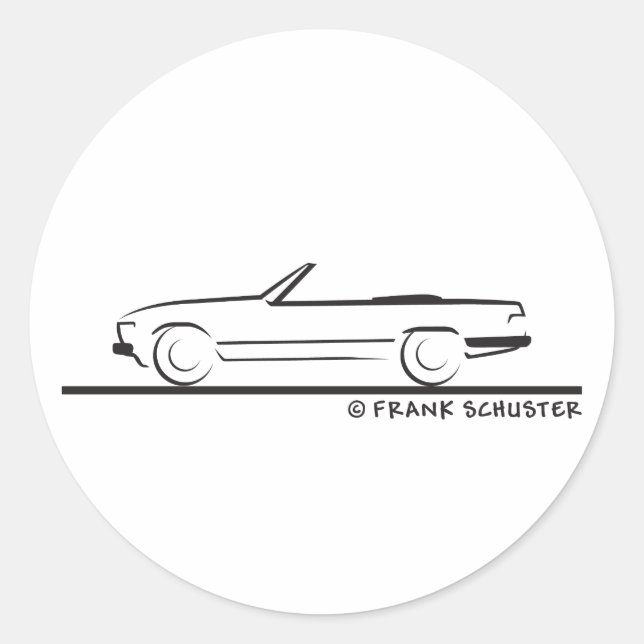 Mercedes 450 SL Type 107 Classic Round Sticker (Front)