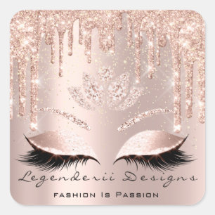 Mercedes Beauty Lashes Lotus Bridal Rose Glitter Square Sticker