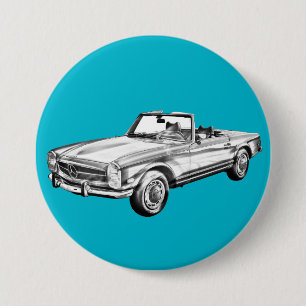 Mercedes Benz 280 SL Convertible Car Illustration 7.5 Cm Round Badge