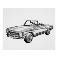 Mercedes Benz 280 SL Convertible Car Illustration