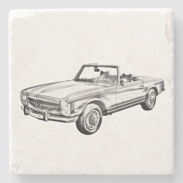 Mercedes Benz 280 SL Convertible Car Illustration Stone Coaster (Front)