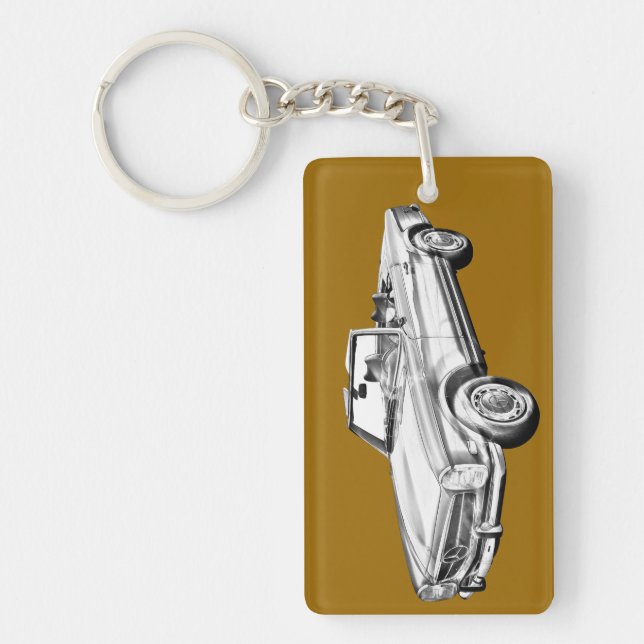 Mercedes Benz 280 SL Convertible Illustration Key Ring (Front)