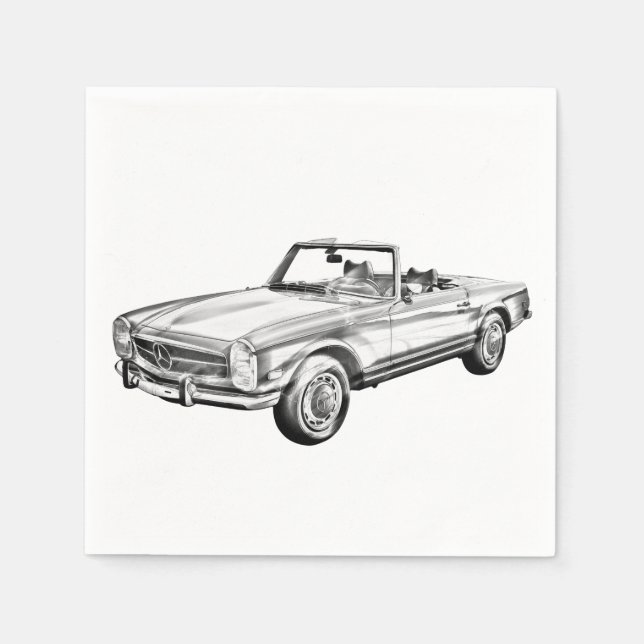 Mercedes Benz 280 SL Convertible Illustration Napkin (Front)