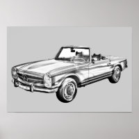 Mercedes Benz 280 SL Convertible Illustration