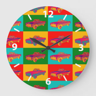 Mercedes Benz 280 SL Convertible Pop Art Large Clock
