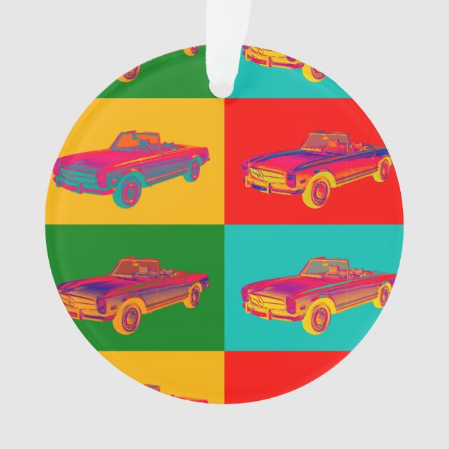 Mercedes Benz 280 SL Convertible Pop Art Ornament (Front)
