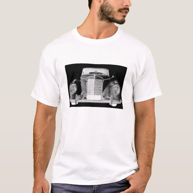 Mercedes Benz 300 Luxury Black and White Car Art T-Shirt (Front)