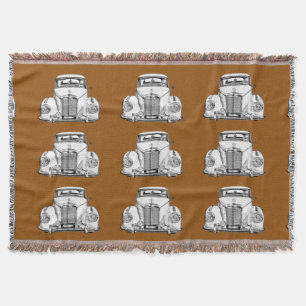 Mercedes Benz 300 Luxury Classic Car Illustration Throw Blanket