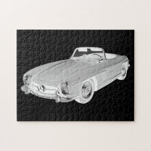 Mercedes Benz 300 SL Convertible Car Art Jigsaw Puzzle