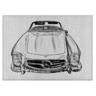 Mercedes Benz 300 SL Convertible Car Illustration Cutting Board