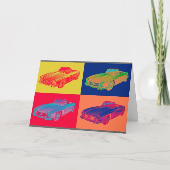 Mercedes Benz 300 SL Convertible Pop Art Card (Front)