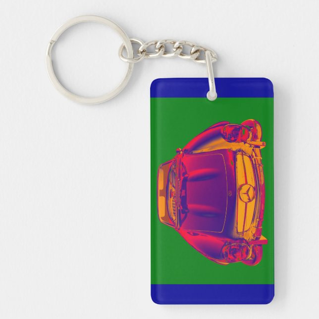 Mercedes Benz 300 SL Convertible Pop Art Key Ring (Front)
