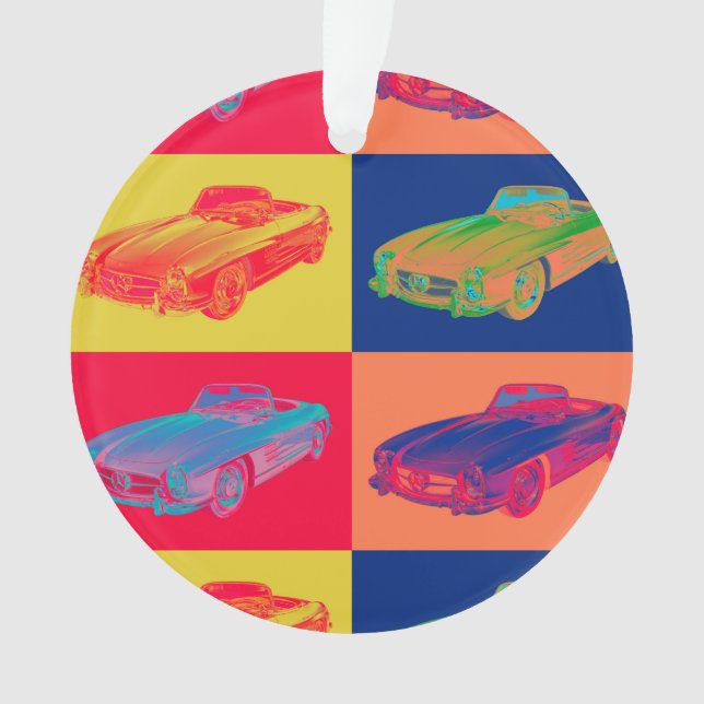 Mercedes Benz 300 SL Convertible Pop Art Ornament (Front)
