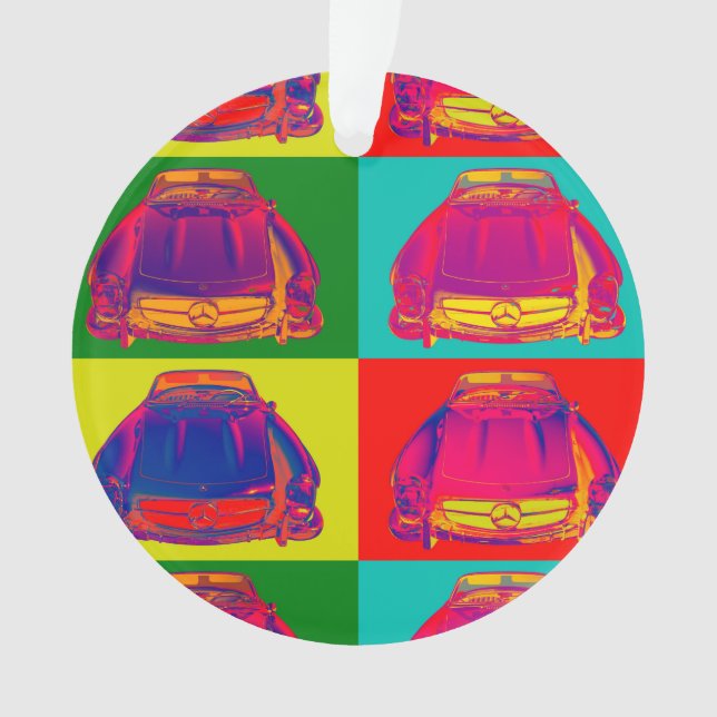 Mercedes Benz 300 SL Convertible Pop Art Ornament (Front)