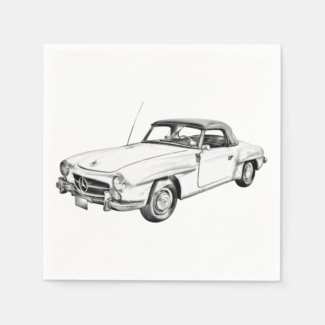 Mercedes Benz 300 sl Illustration Napkin (Front)