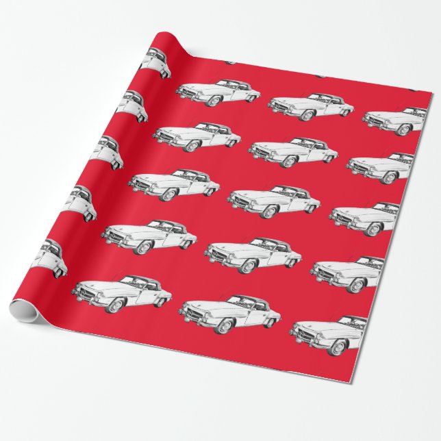 Mercedes Benz 300 sl Illustration Wrapping Paper (Unrolled)