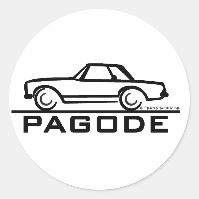 Mercedes SL Pagode with Script Classic Round Sticker (Front)