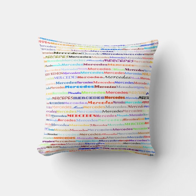 Mercedes Text Design II Throw Pillow (Front)