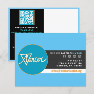Mercer Baptist Church Invitation Postcard