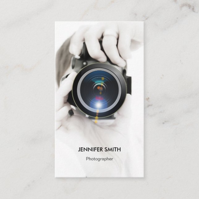 Merchandise Photographer - Chic Elegant Photo Business Card (Front)