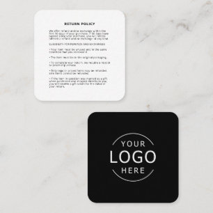 Merchandise Return Policy with Your Own Logo Square Business Card