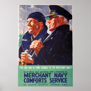 Merchant Navy Comforts Service Poster, Great Poster