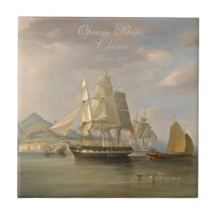 Merchant Ships China 19th Century Tile