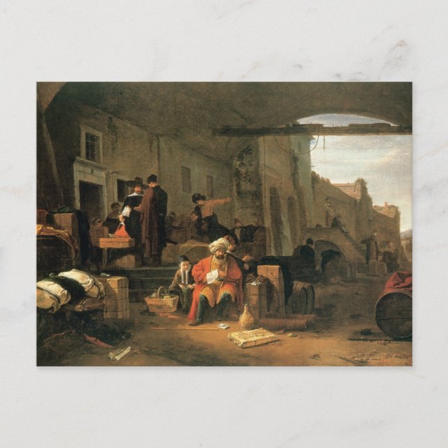 Merchants from Holland and the Middle East trading Postcard (Front)
