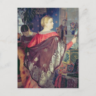 Merchant's woman with a mirror postcard