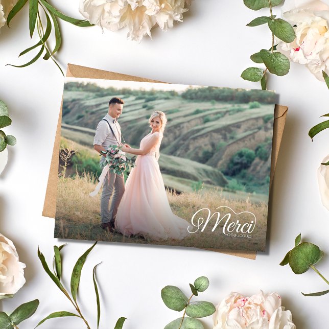 Merci Beacoup French Photo Wedding Postcard (Merci Beacoup French Photo Wedding Postcard)