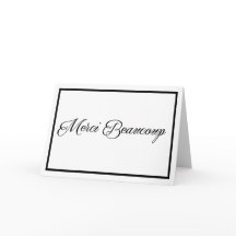 Merci Beaucoup card in black with black border
