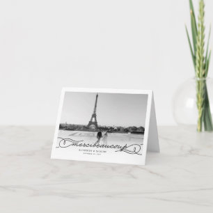 Merci Beaucoup Chic Script Photo Wedding Thank You Note Card