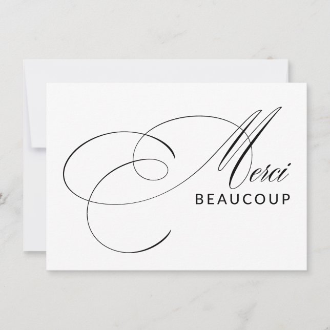 Merci Beaucoup Elegant Calligraphy Thank You (Front)