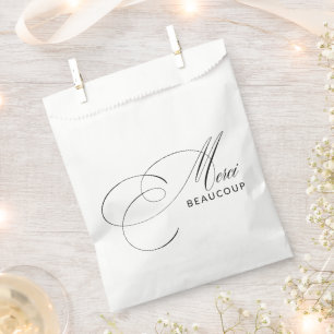 Merci Beaucoup Elegant Calligraphy Thank You Favour Bags