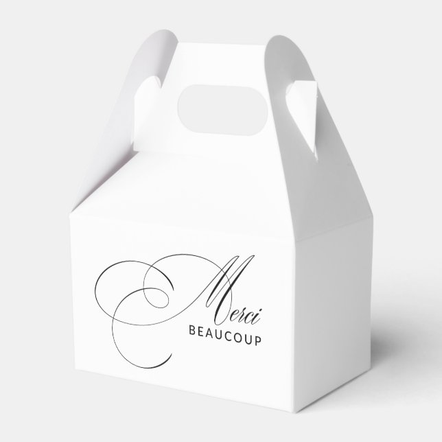 Merci Beaucoup Elegant Calligraphy Thank You Favour Box (Front Side)