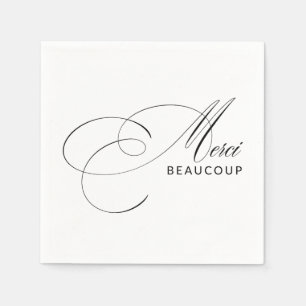Merci Beaucoup Elegant Calligraphy Thank You Napkin