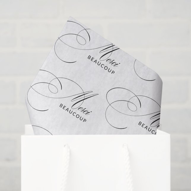 Merci Beaucoup Elegant Calligraphy Thank You Tissue Paper (Gift Bag)