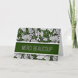Merci Beaucoup French Thank You Green Fern Blank