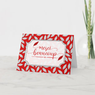 Merci Beaucoup French Thank You Red Botanical Card