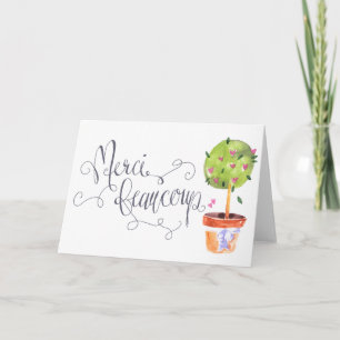 Merci Beaucoup Heart Topiary Greeting Card