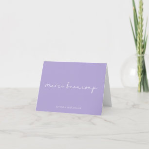 Merci Beaucoup in Lilac Minimalist Personalised Thank You Card